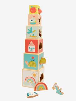 Brinquedos-Primeira idade-Torre de cubos com formas para encaixar, em madeira FSC®