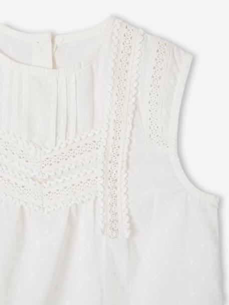 Blusa sem mangas, com detalhes fantasia, para menina cru 