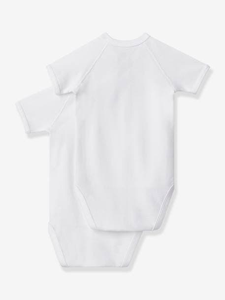 Lote de 2 bodies de mangas curtas, para recém-nascido, da Petit Bateau branco 