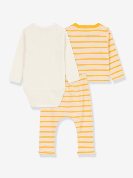 Conjunto de 3 peças para recém-nascido, em algodão bio, da Petit Bateau bege 