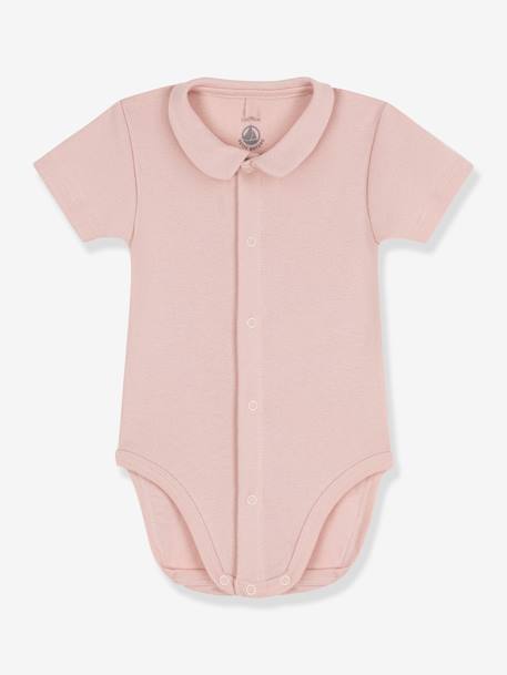 Body de mangas curtas com gola, da Petit Bateau rosa 