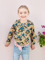 Blusa estampada às flores, para menina rosa+verde-abeto+verde-água 