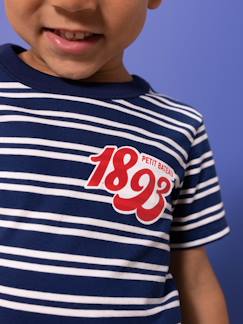 Menino 2-14 anos-T-shirts, polos-T-shirts-T-shirt às riscas, em algodão bio, da Petit Bateau