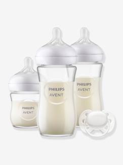 -Conjunto de 3 biberões em vidro + chupeta, da Philips AVENT Natural Response