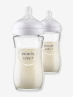 Lote de 2 biberões em vidro de 240 ml, da Philips AVENT Natural Response transparente 