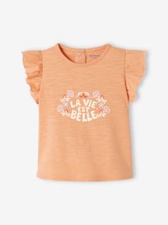 Bebé 0-36 meses-T-shirts-T-shirts-T-shirt com folho nas mangas, para bebé