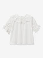 Blusa da CYRILLUS, com bordado inglês, para menina cru 