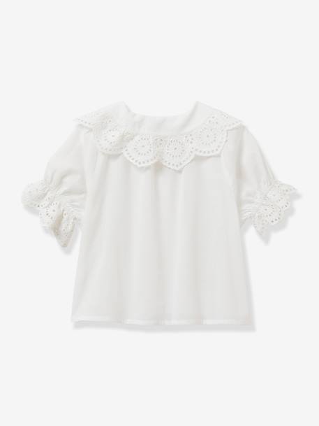 Blusa da CYRILLUS, com bordado inglês, para menina cru 