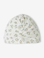 Gorro estilo turbante, em malha estampada, para bebé menina branco estampado 