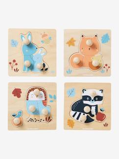 Brinquedos-Jogos educativos- Puzzles-Lote de 4 puzzles botões, em madeira FSC®, Os Amigos da Floresta