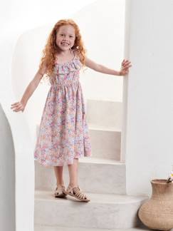 Menina 2-14 anos-Vestido midi de alças para menina