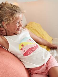 Pijama flamingo cor-de-rosa, em gaze puro algodão, para menina