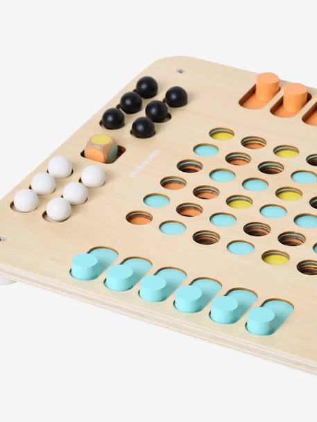 Jogo de ordenação de bolas Montessori, em madeira certificada BEGE MEDIO LISO COM MOTIVO 