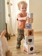 Torre de cubos com formas para encaixar, em madeira FSC® BEGE MEDIO LISO COM MOTIVO 