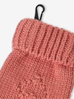 Conjunto corações: gorro + gola snood+ luvas, para bebé menina rosa-velho 