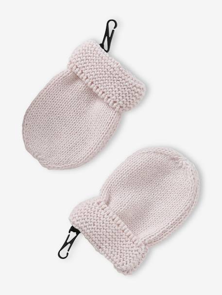 Conjunto gorro + gola snood + luvas de polegar, para bebé menina rosado+rosa-pálido 