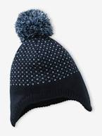 Conjunto gorro + gola snood + luvas em malha jacquard, para menino azul-noite 