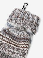 Conjunto gorro + gola snood + luvas jacquard, para menino chocolate 