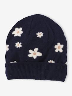 Menina 2-14 anos-Gorro de menina, com margaridas em jacquard