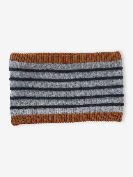 Conjunto estilo marinheiro com gorro + gola snood + luvas, para bebé menino cinza mesclado 