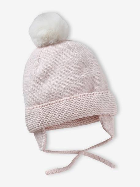 Conjunto gorro + gola snood + luvas de polegar, para bebé menina rosado+rosa-pálido 