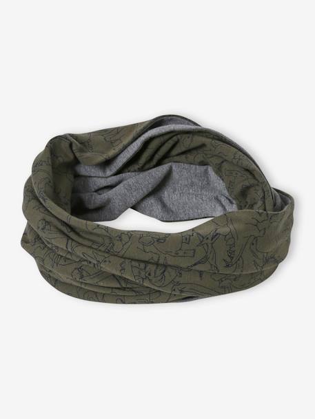 Gola snood reversível, dinossauro/mesclado, para menino caqui 