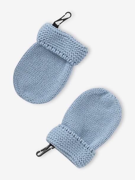 Conjunto gorro + gola snood + luvas de polegar, para bebé menino, BASICS azul-acinzentado 