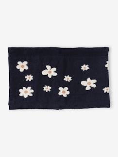 Menina 2-14 anos-Gola snood de menina, com margaridas em jacquard