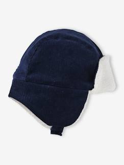 -Gorro Chapka em veludo, com forro em sherpa, para menino