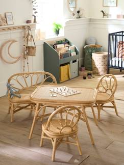 -Lote de 2 cadeiras + mesa em rattan Montessori