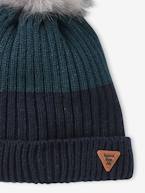 Gorro bicolor em malha, para menino AZUL ESCURO BICOLOR/MULTICOLOR+azul-ardósia 