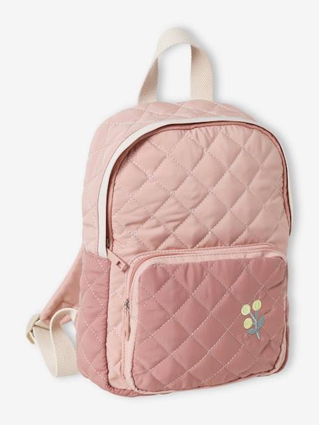 Mochila acolchoada, especial infantário, para menina rosa-pálido 