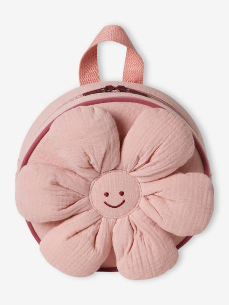 Mochila flor, especial infantário, em gaze de algodão, para menina rosa-velho 