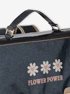 Mochila tipo pasta com purpurinas 'Flower power' e estojo, para menina azul-noite 