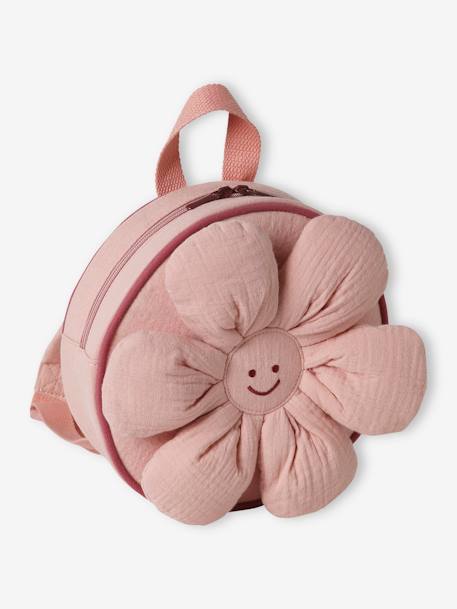 Mochila flor, especial infantário, em gaze de algodão, para menina rosa-velho 