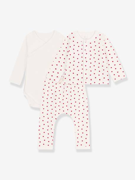 Conjunto para recém-nascido, em algodão biológico, da Petit Bateau branco 