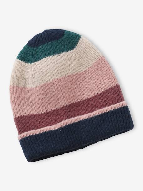 Conjunto colorblock, gorro + gola snood + luvas ou luvas de polegar, para menina marinho 