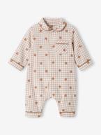 Pijama às riscas com abertura à frente, em algodão, para bebé menino bege 