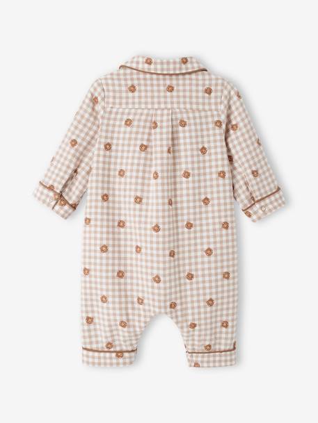 Pijama às riscas com abertura à frente, em algodão, para bebé menino bege 
