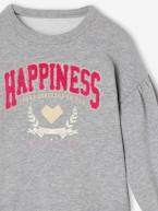 Sweat de desporto 'Hapiness', em malha tipo borboto e detalhes irisados, para menina cinza mesclado 