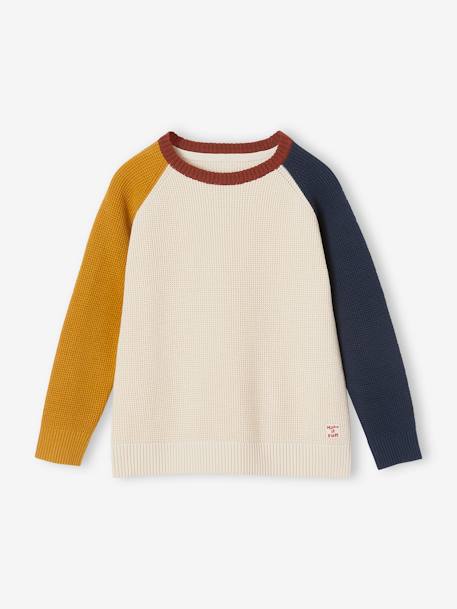 Camisola com efeito color block, para menino cinza mesclado+cru 