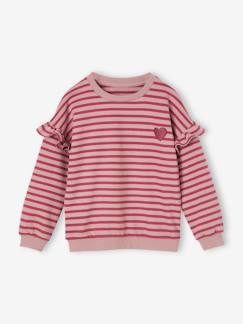 -Sweat estilo marinheiro, mangas com folhos, para menina