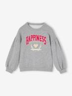 Sweat de desporto 'Hapiness', em malha tipo borboto e detalhes irisados, para menina cinza mesclado 