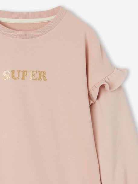 Sweat com folhos, personalizável, para menina ferrugem+pêssego+rosa-velho 