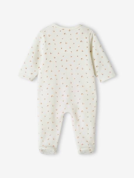 Pijama em moletão, molas de pressão à frente, para bebé cru+rosado 