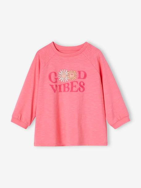 T-shirt com animação 'good vibes', para menina rosa-bombom 