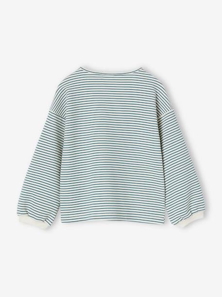 Camisola às riscas, decote à barco, para menina BRANCO CLARO AS RISCAS+risas verde 