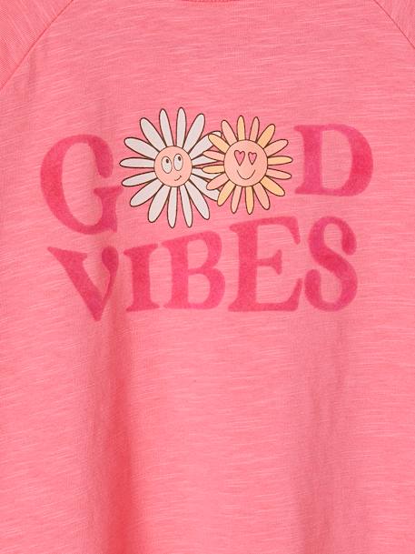 T-shirt com animação 'good vibes', para menina rosa-bombom 