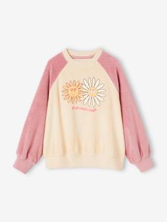 Menina 2-14 anos-Camisolas, casacos de malha, sweats-Sweatshirts -Sweat raglan em turco, flores pop, para menina