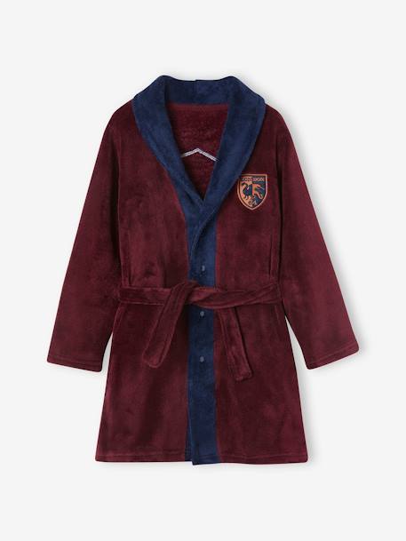 Robe em malha polar, com brasão, para menino bordeaux 